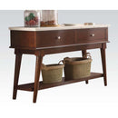 Gasha 51" Server, White Marble Top & Walnut Finish Acme