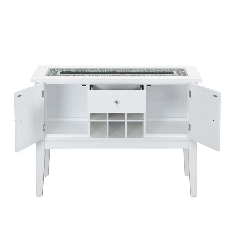 Elizaveta 48" Server, Faux Crystal Diamonds & White High Gloss Finish Acme