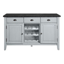 Lanton 56" Server, Natural Marble & Antique White Finish Acme