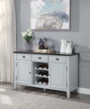 Lanton 56" Server, Natural Marble & Antique White Finish Acme
