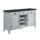 Lanton 56" Server, Natural Marble & Antique White Finish Acme