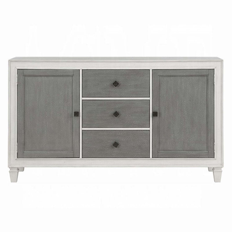 Katia 70" Server, Rustic Gray & Weathered White Finish Acme