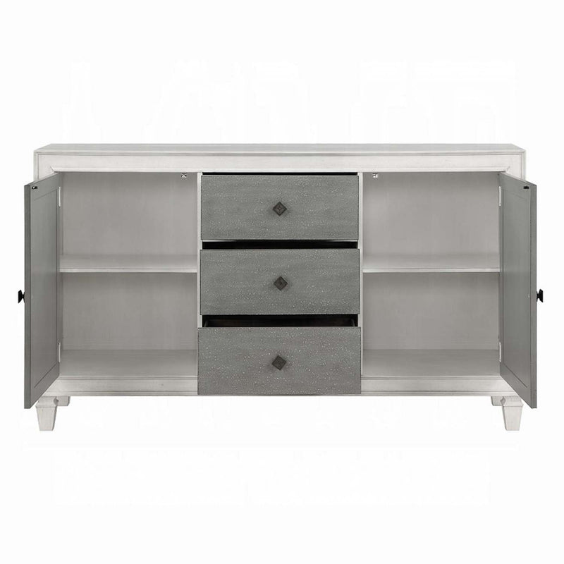 Katia 70" Server, Rustic Gray & Weathered White Finish Acme