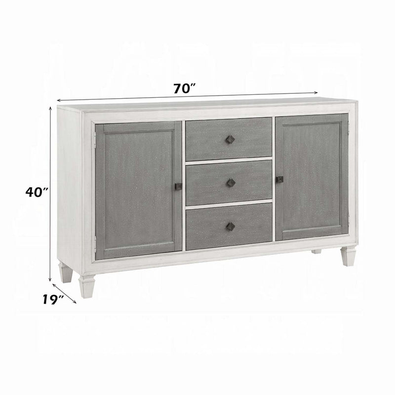 Katia 70" Server, Rustic Gray & Weathered White Finish Acme