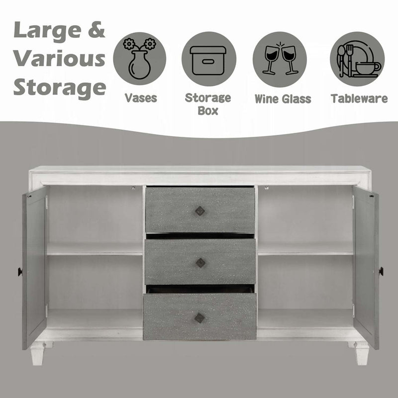 Katia 70" Server, Rustic Gray & Weathered White Finish Acme