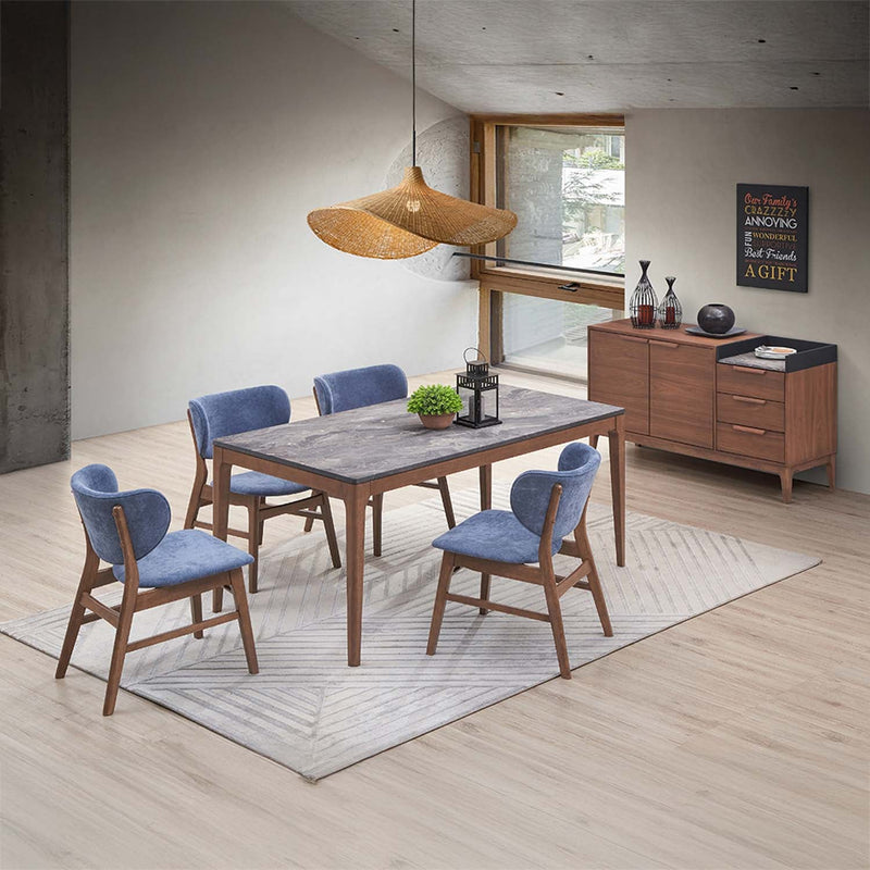 Bevis 53" Server, Green Fabric & Walnut Finish Acme