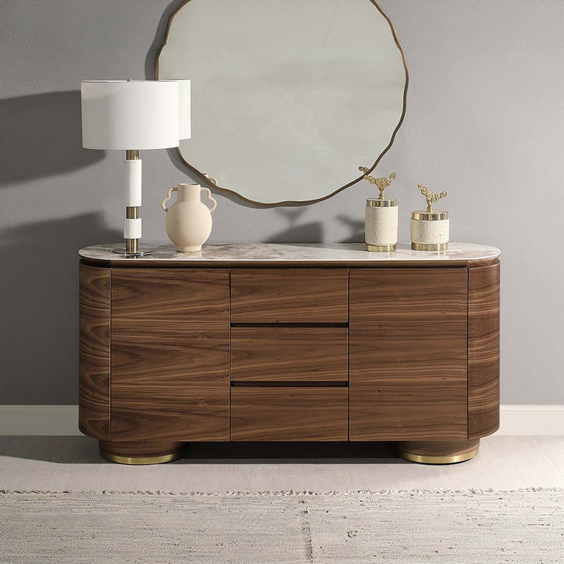 Willene 63" Server, Ceramic Top & Walnut Finish Acme