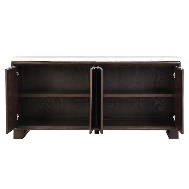 Edwyn 74" Server, Natural Marble Top & Espresso Finish Acme