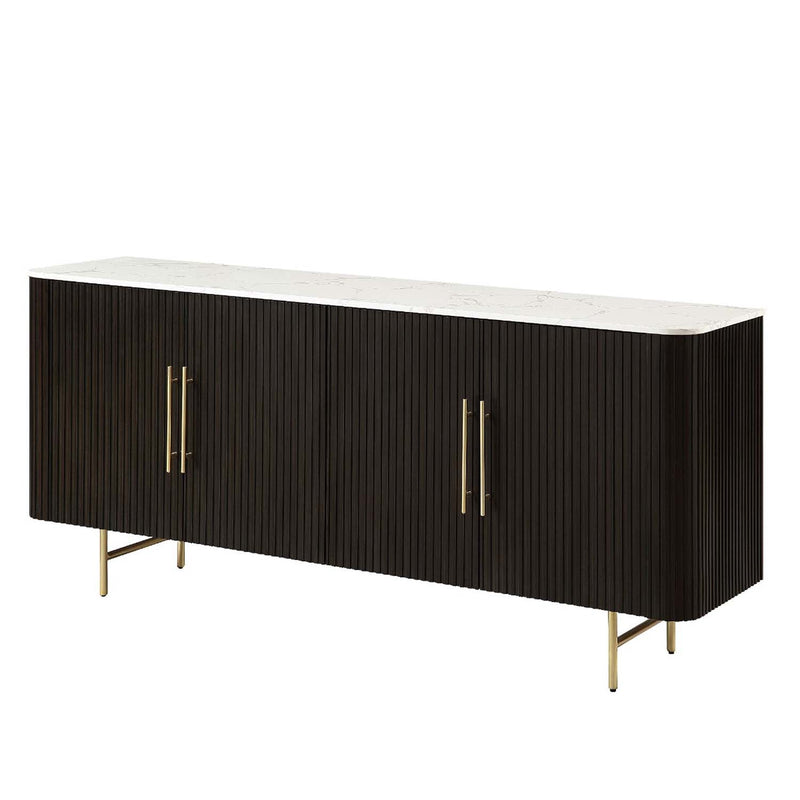 Clayten 72" Server, White Natural Marble Top & Espreeso Finish Acme