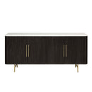 Clayten 72" Server, White Natural Marble Top & Espreeso Finish Acme