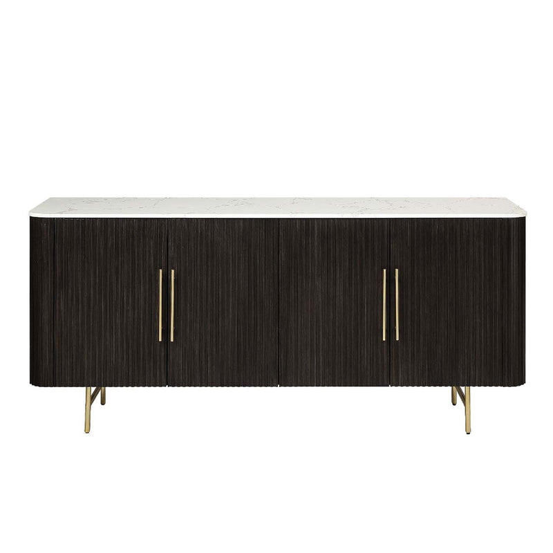 Clayten 72" Server, White Natural Marble Top & Espreeso Finish Acme