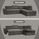 Thelma 96" Sectional Sofa w/Pull-Out Bed, Gray Polished Microfiber Acme