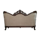 Devayne 85" Sofa w/6 Pillows, Pattern Fabric & Dark Walnut Finish Acme