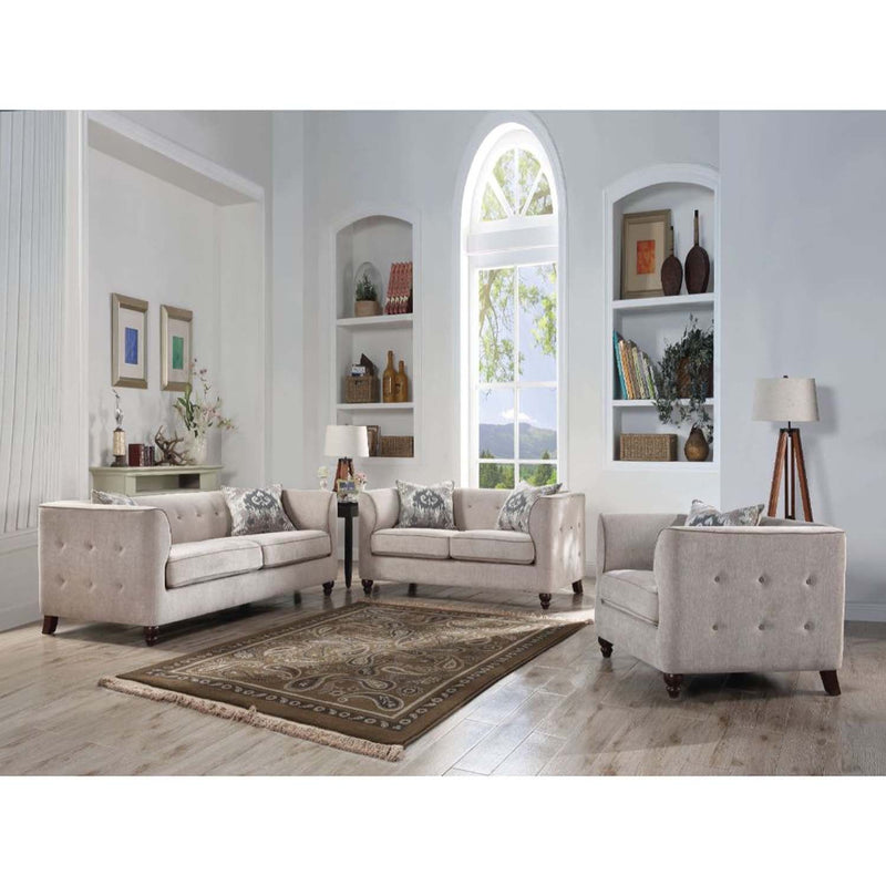 Cyndi 78" Sofa w/2 Pillows, Tan Velvet Acme