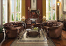 Versailles 109" Sofa w/5 Pillows, Brown Velvet & Cherry Oak Finish Acme