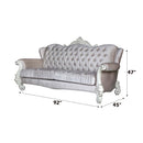 Versailles 92" Sofa w/5 Pillows, Ivory Fabric & Bone White Finish Acme