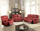 Zuriel 81" Motion Sofa, Red Faux Leather Acme