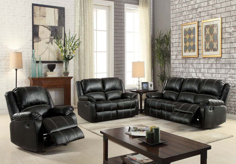 Zuriel 81" Motion Sofa, Black Faux Leather Acme