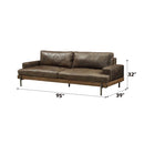 Silchester 95" Sofa, Distress Chocolate Top Grain Leather & Oak Finish Acme
