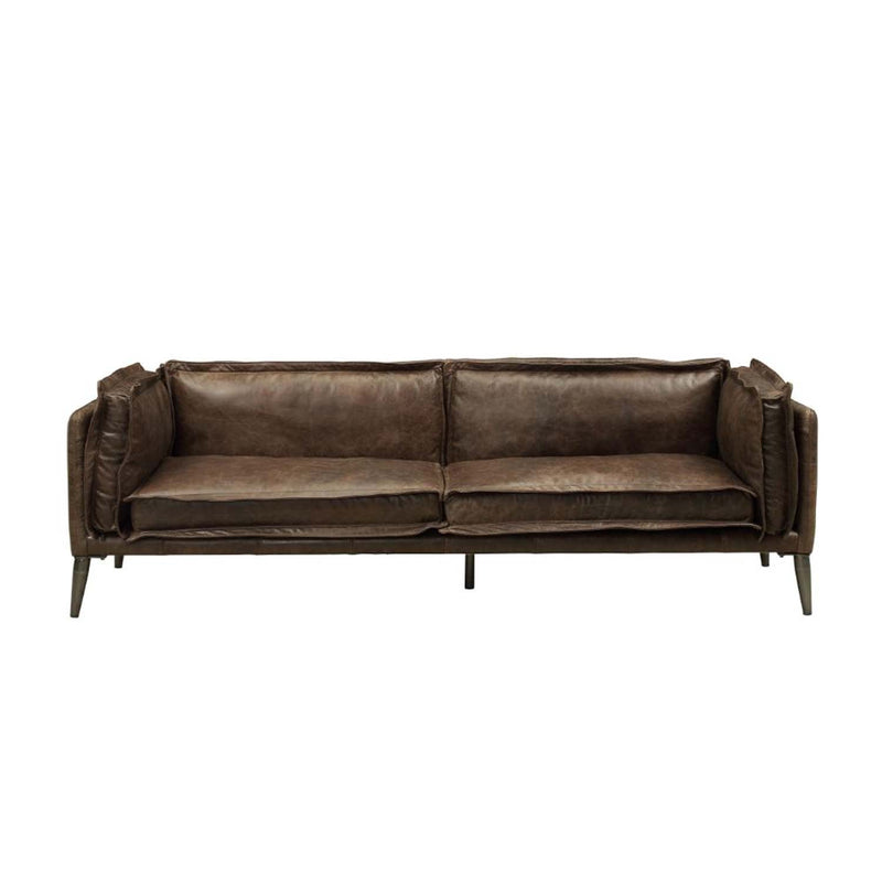 Porchester 94" Sofa, Distress Chocolate Top Grain Leather Acme