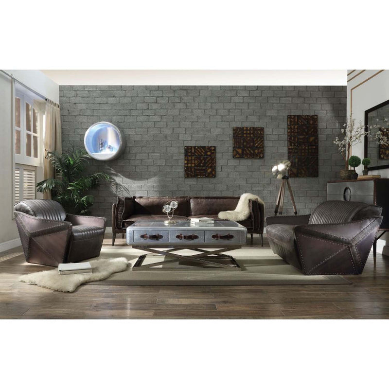 Porchester 94" Sofa, Distress Chocolate Top Grain Leather Acme
