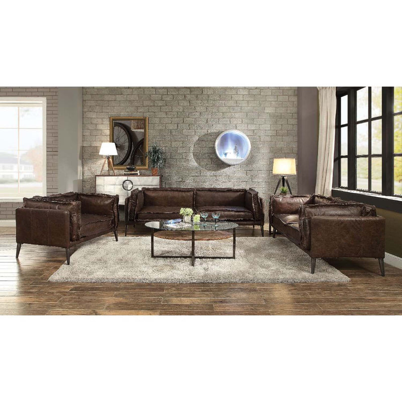 Porchester 94" Sofa, Distress Chocolate Top Grain Leather Acme