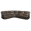 Tavin Motion 119" Sectional Sofa, Taupe Leather-Aire Match Acme