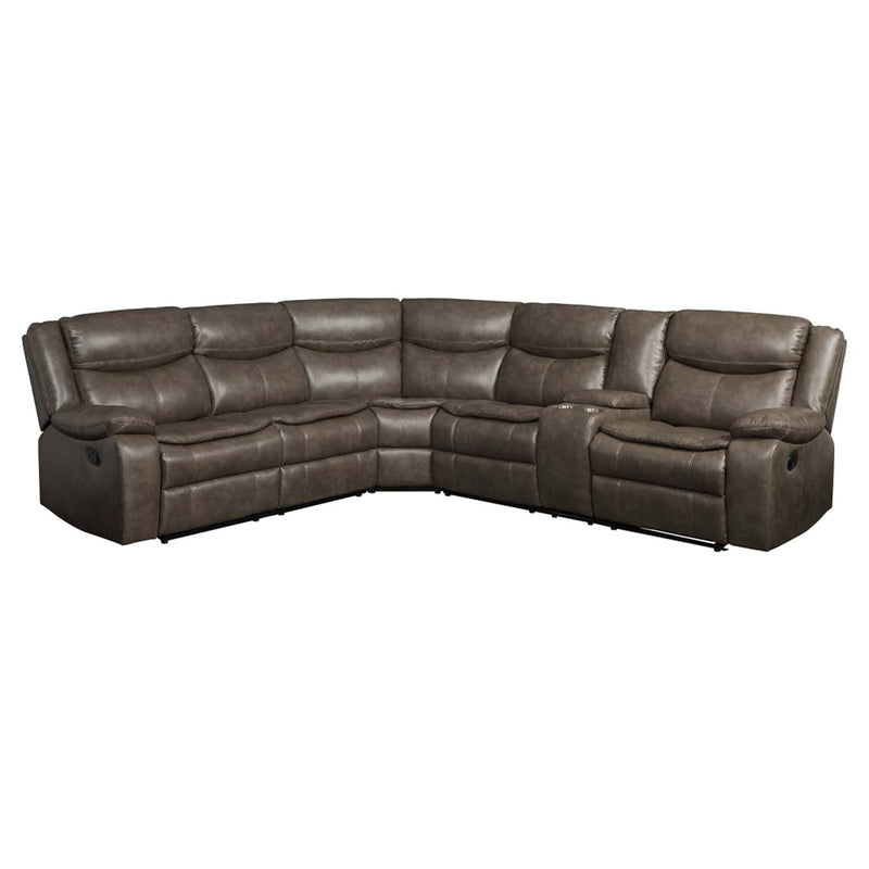 Tavin Motion 119" Sectional Sofa, Taupe Leather-Aire Match Acme
