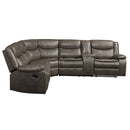 Tavin Motion 119" Sectional Sofa, Taupe Leather-Aire Match Acme