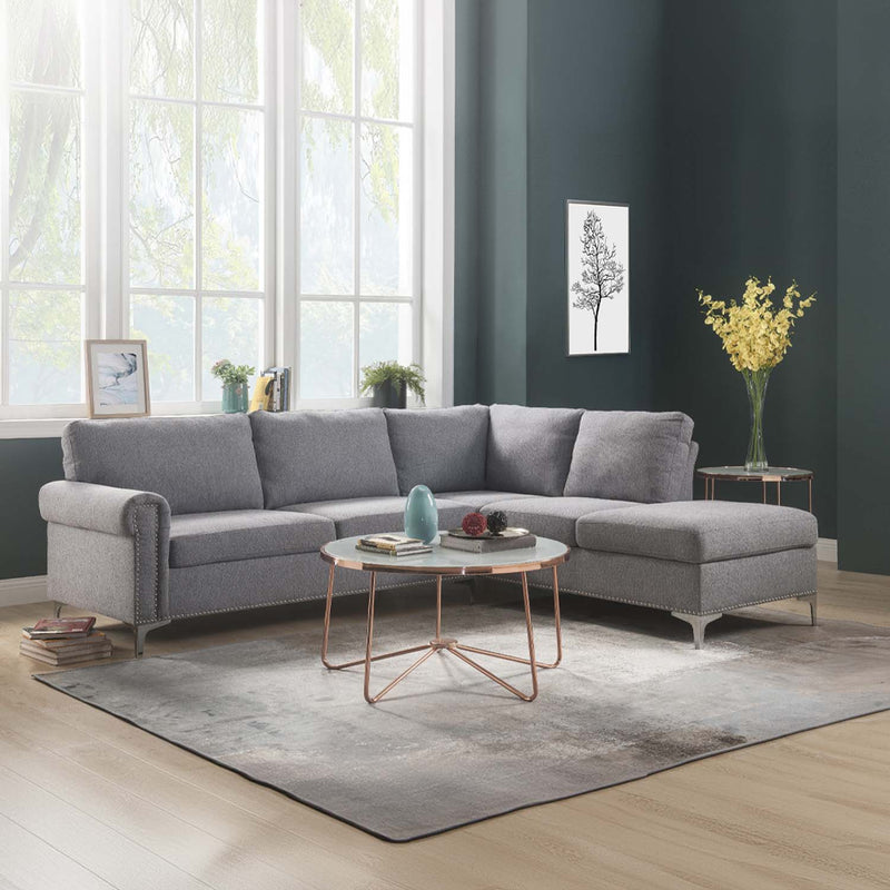 Melvyn 100" Sectional Sofa, Gray Fabric Acme