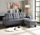 Earsom 81" Reversible Sofa & Ottoman, Gray Linen Acme