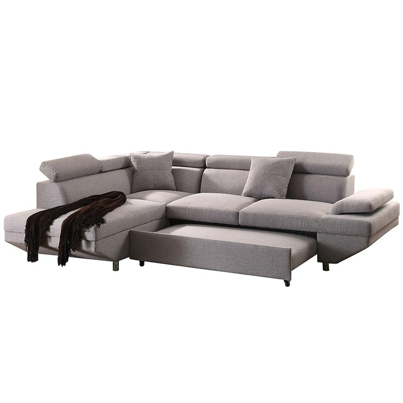 Jemima 108" Sectional Sofa, Gray Fabric Acme