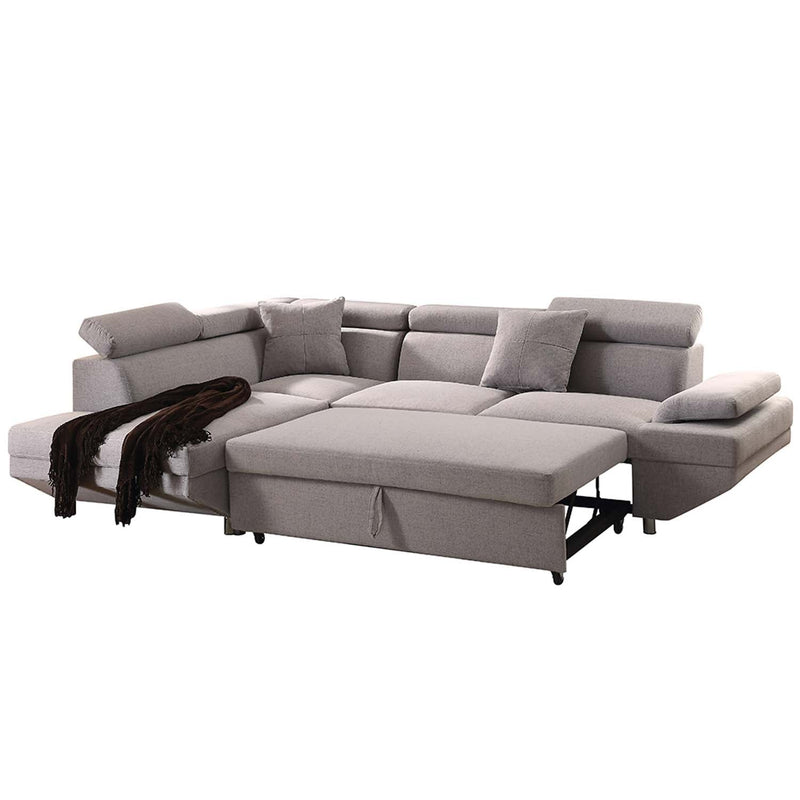 Jemima 108" Sectional Sofa, Gray Fabric Acme
