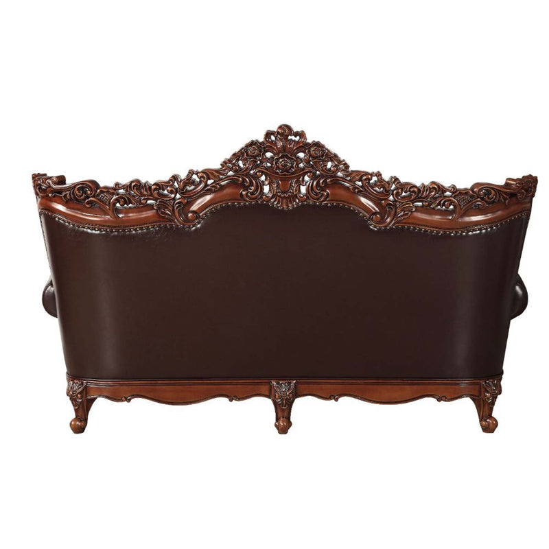 Forsythia 93" Sofa, Espresso Top Grain Leather Match & Walnut Finish Acme