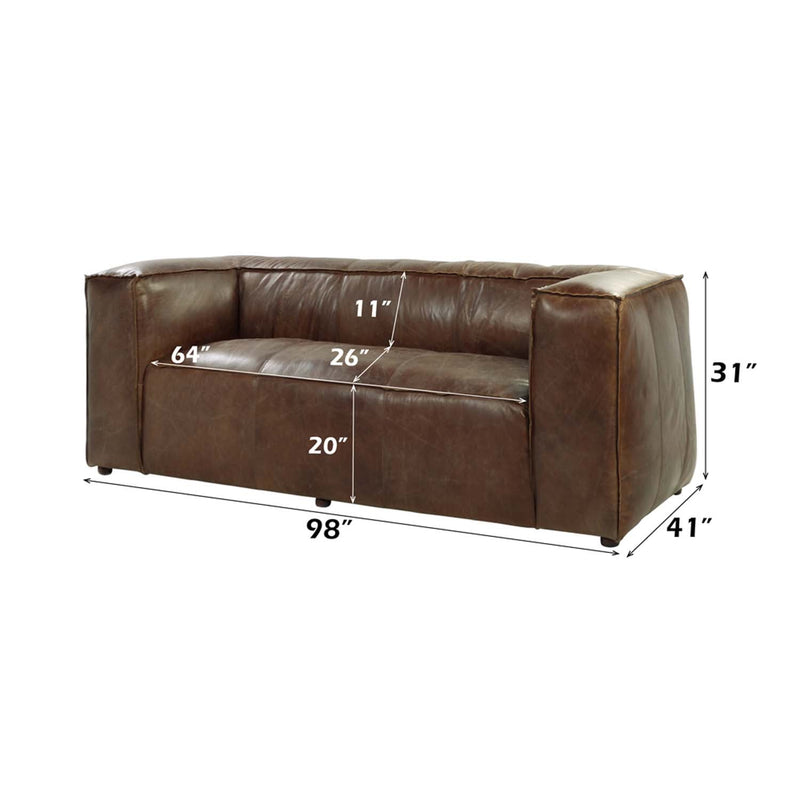 Brancaster 98" Sofa, Retro Brown Top Grain Leather Acme