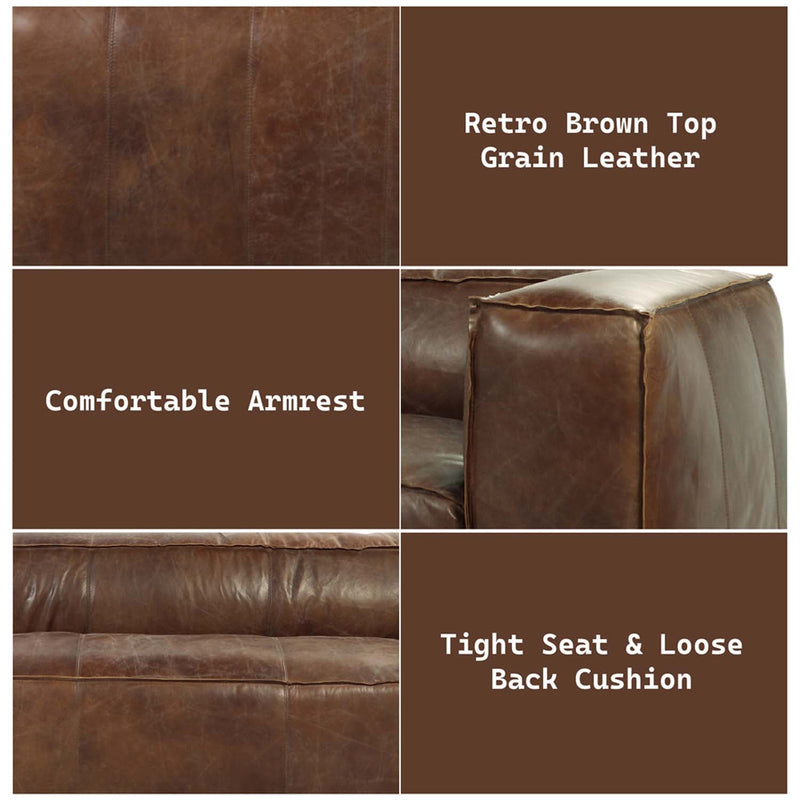 Brancaster 98" Sofa, Retro Brown Top Grain Leather Acme
