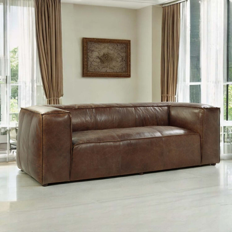 Brancaster 98" Sofa, Retro Brown Top Grain Leather Acme