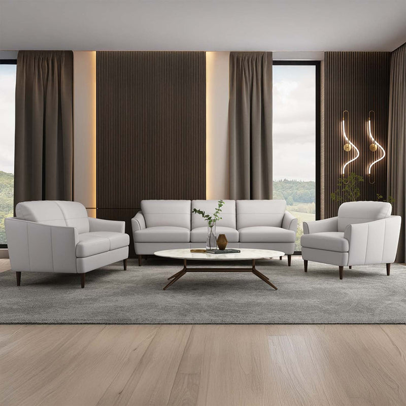 Helena 83" Sofa, Pearl Gray Leather Acme