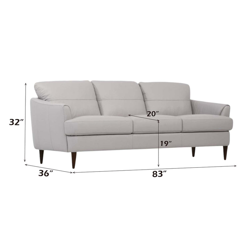 Helena 83" Sofa, Pearl Gray Leather Acme
