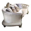 Dresden II 113" Sofa w/7 Pillows, Pearl Faux Leather & Gold Patina Finish Acme