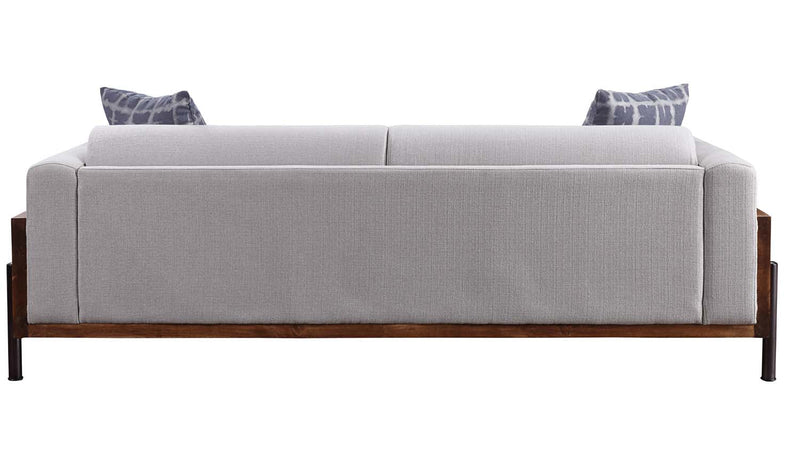 Pelton 91" Sofa w/2 Pillows, Fabric & Walnut Finish Acme