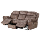 Zubaida 87" Motion Sofa & Console w/USB, Two Tone Chocolate Velvet Acme