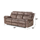 Zubaida 87" Motion Sofa & Console w/USB, Two Tone Chocolate Velvet Acme