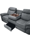Zubaida 87" Motion Sofa & Console w/USB, Two Tone Gray Velvet Acme