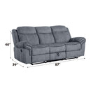 Zubaida 87" Motion Sofa & Console w/USB, Two Tone Gray Velvet Acme
