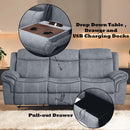 Zubaida 87" Motion Sofa & Console w/USB, Two Tone Gray Velvet Acme