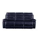 Aashi 90" Motion Sofa, Navy Leather-Gel Match Acme