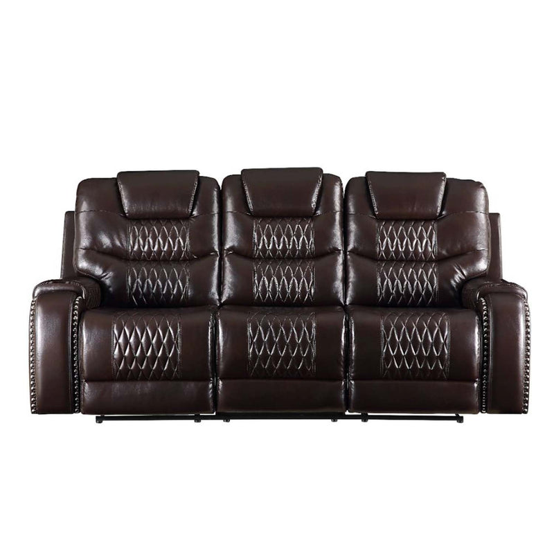 Braylon 90" Motion Sofa, Brown Faux Leather Acme