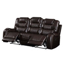 Braylon 90" Motion Sofa, Brown Faux Leather Acme