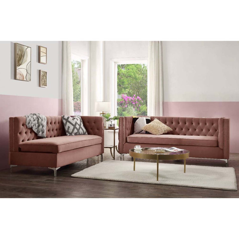 Rhett 109" Sectional Sofa, Coral Velvet Acme